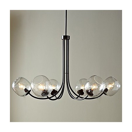 Traditioneller Kronleuchter mit 6 Lichtern und Glasblasenschirm Traditioneller Kronleuchter mit 6 Lichtern und Glasblasenschirm