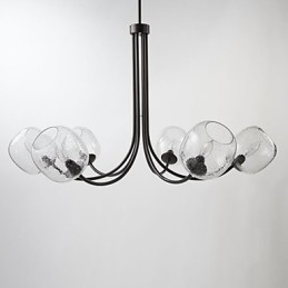 Traditioneller Kronleuchter mit 6 Lichtern und Glasblasenschirm