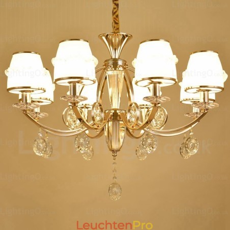 Nordischer Kronleuchter mit 6 Lichtern und Glasschirm Nordischer Kronleuchter mit 6 Lichtern und Glasschirm