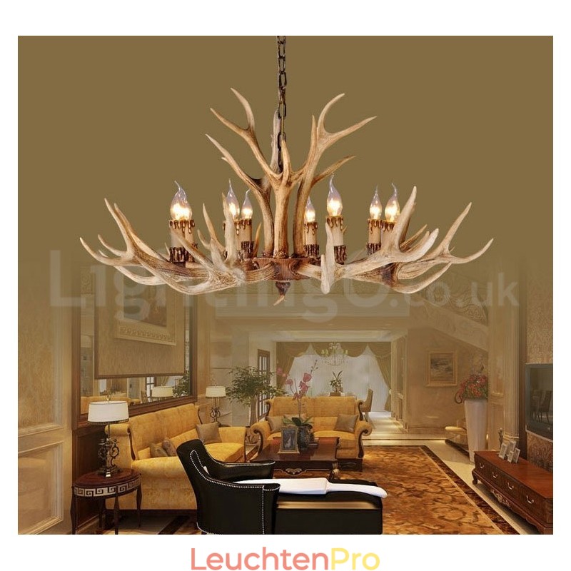 8-flammiger Kronleuchter im Landhausstil, nordisch, modern und zeitgenössisch