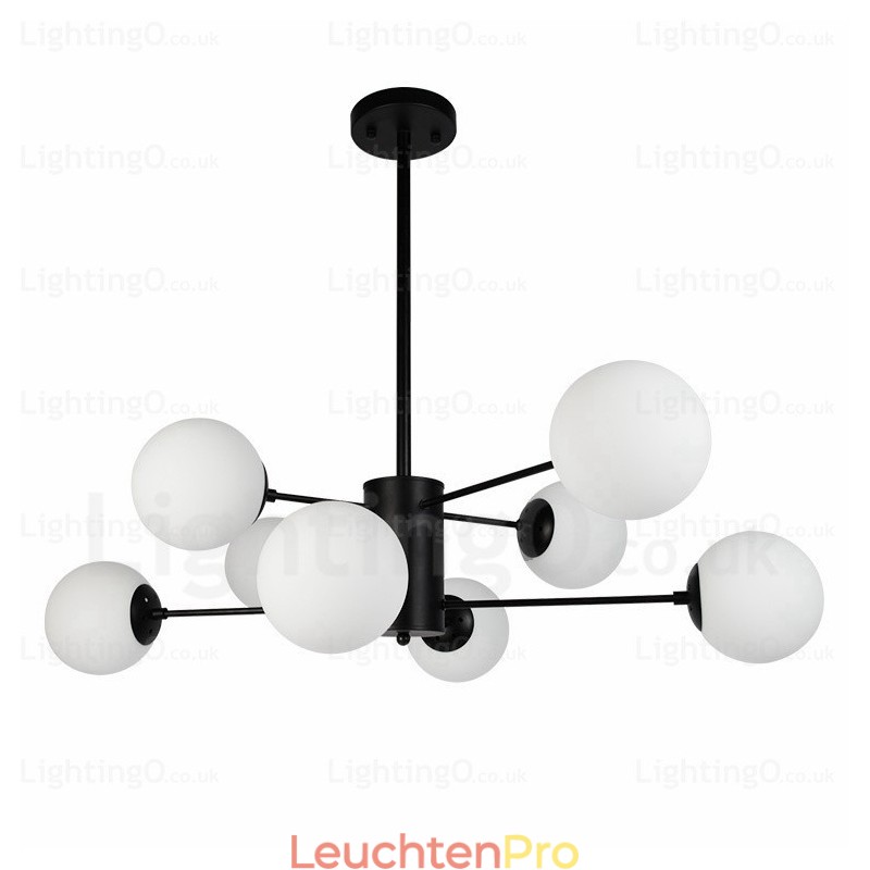 Moderner Kronleuchter mit 8 Lichtern und Glasschirm