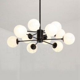 Nordischer Kronleuchter mit 12 Lichtern und Glasschirm
