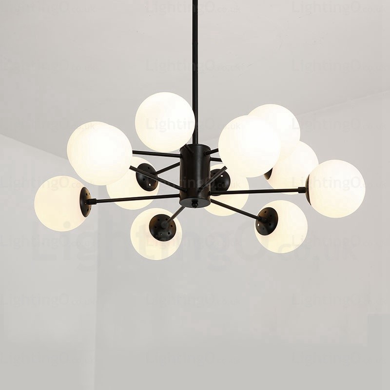 Nordischer Kronleuchter mit 12 Lichtern und Glasschirm