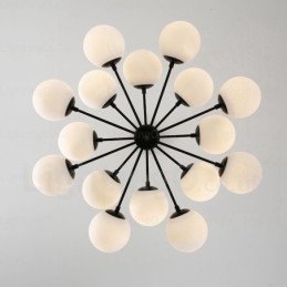 Nordischer Kronleuchter mit 16 Lichtern und Glasschirm