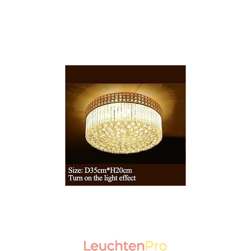 Moderner Luxus-Kronleuchter, Kristall, absorbiert Kuppellicht, Durchmesser 35 cm, enthält 3 Glühbirnen