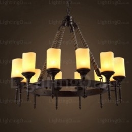 Pendelleuchte im Landhausstil, Vintage-Stil, Retro-Stil, mit Glasschirm, 12 Lichter