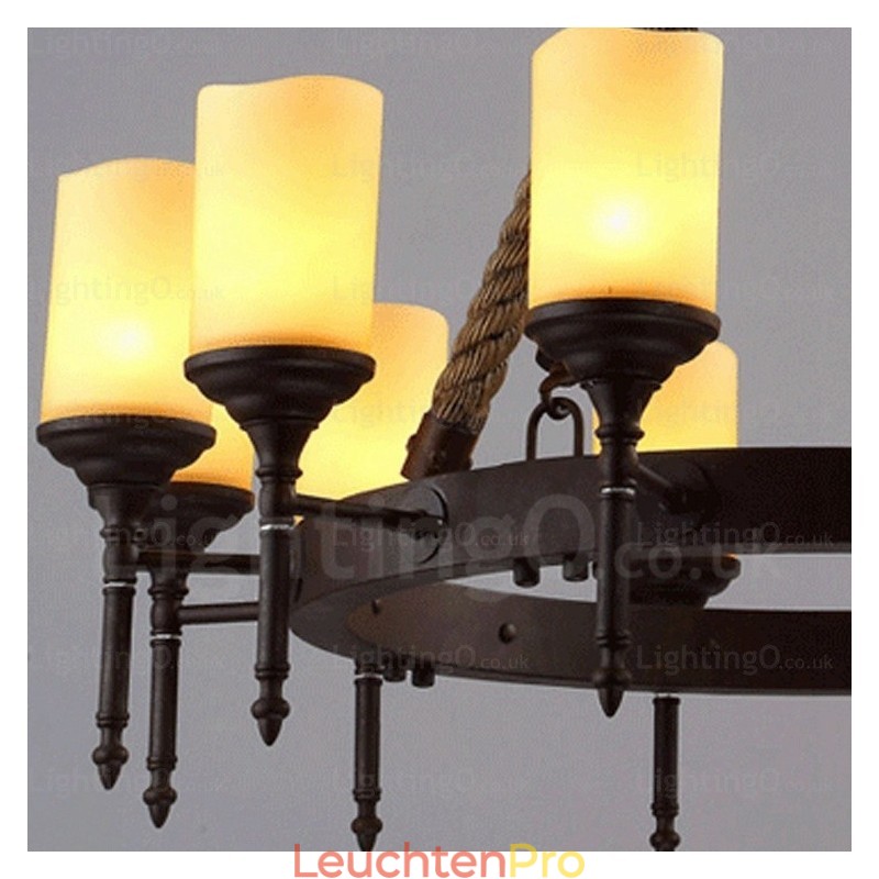Pendelleuchte im Landhausstil, Vintage-Stil, Retro-Stil, mit Glasschirm, 12 Lichter
