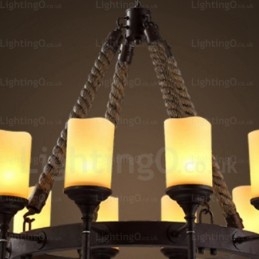 Pendelleuchte im Landhausstil, Vintage-Stil, Retro-Stil, mit Glasschirm, 12 Lichter