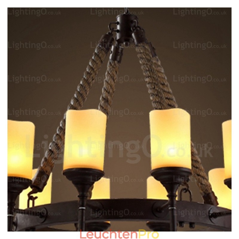 Pendelleuchte im Landhausstil, Vintage-Stil, Retro-Stil, mit Glasschirm, 12 Lichter