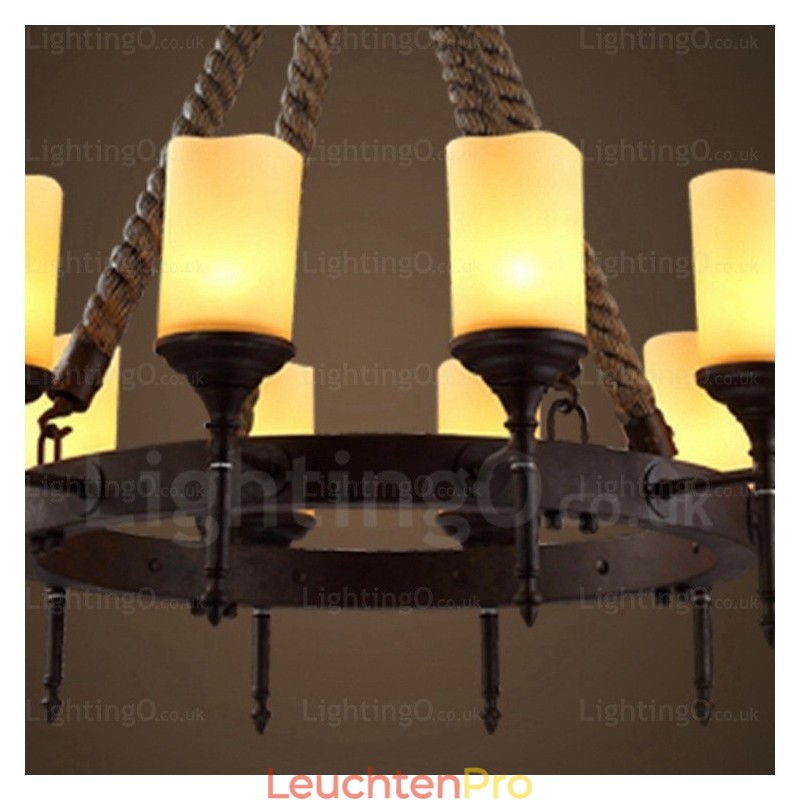 Pendelleuchte im Landhausstil, Vintage-Stil, Retro-Stil, mit Glasschirm, 12 Lichter
