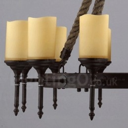 Pendelleuchte im Landhausstil, Vintage-Stil, Retro-Stil, mit Glasschirm, 12 Lichter