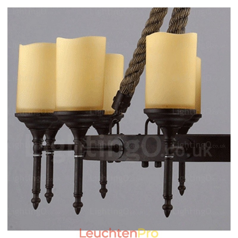 Pendelleuchte im Landhausstil, Vintage-Stil, Retro-Stil, mit Glasschirm, 12 Lichter