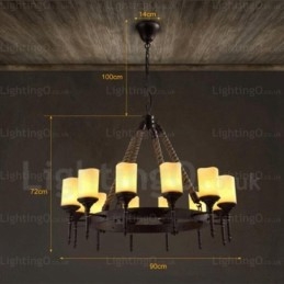 Pendelleuchte im Landhausstil, Vintage-Stil, Retro-Stil, mit Glasschirm, 12 Lichter