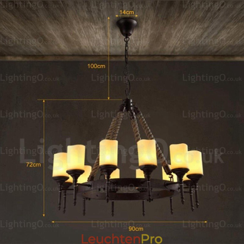Pendelleuchte im Landhausstil, Vintage-Stil, Retro-Stil, mit Glasschirm, 12 Lichter