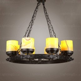 Pendelleuchte im Landhausstil, Vintage-Stil, Retro-Stil, 8 Lichter, mit Glasschirm