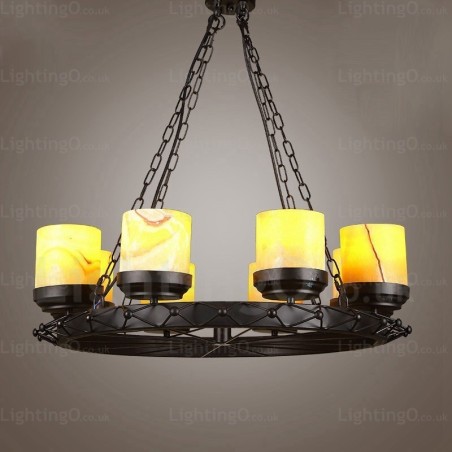 Pendelleuchte im Landhausstil, Vintage-Stil, Retro-Stil, 8 Lichter, mit Glasschirm Pendelleuchte im Landhausstil, Vintage-Stil, Retro-Stil, 8 Lichter, mit Glasschirm