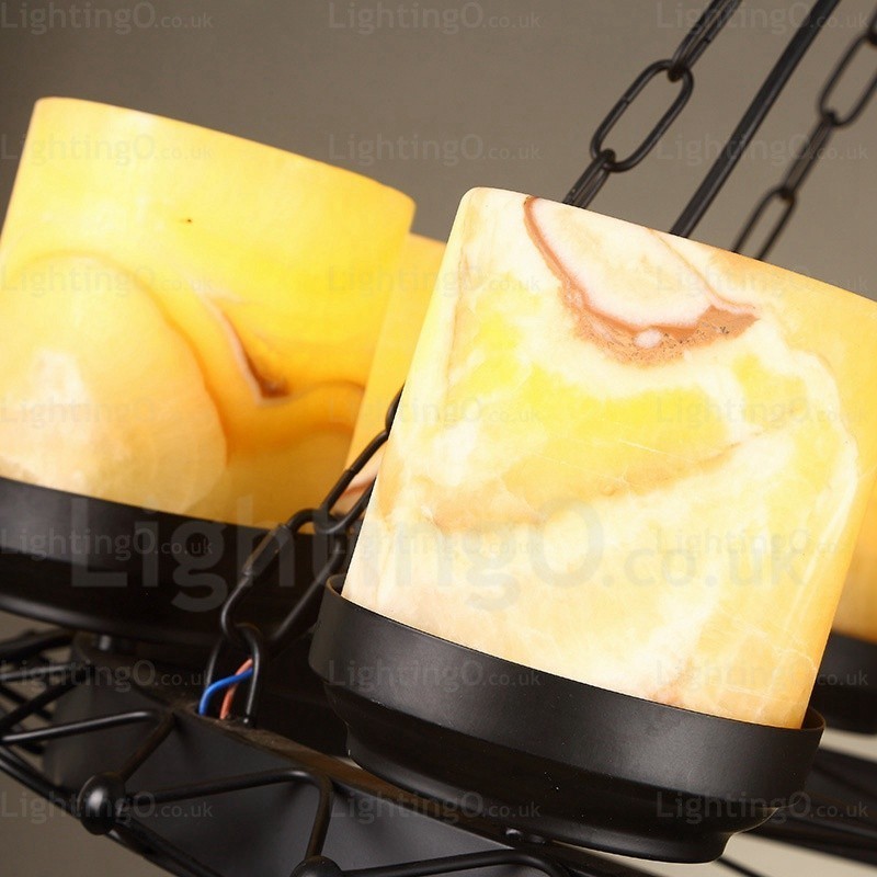 Pendelleuchte im Landhausstil, Vintage-Stil, Retro-Stil, 8 Lichter, mit Glasschirm