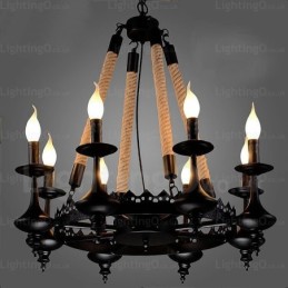 Rustikale Pendelleuchte im Landhausstil mit 8 Lichtern