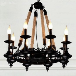 Rustikale Pendelleuchte im Landhausstil mit 8 Lichtern