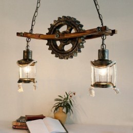 Pendelleuchte im Landhausstil, Vintage-Stil, Retro-Stil, mit Glasschirm, 2 Lichter