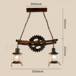 Pendelleuchte im Landhausstil, Vintage-Stil, Retro-Stil, mit Glasschirm, 2 Lichter