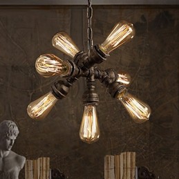 Rustikaler Lodge-Kronleuchter aus galvanisiertem Metall im Vintage-Stil