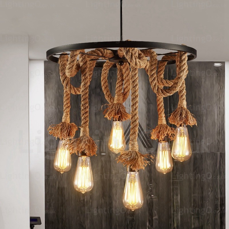 6-flammige Vintage-Retro-Pendelleuchte