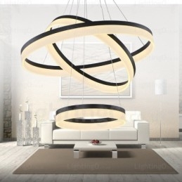 Moderne Pendelleuchte mit 3 Ringen und dimmbarem WLAN und Acrylschirm