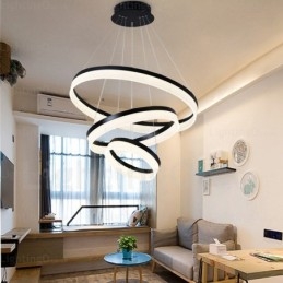Moderne Pendelleuchte mit 3 Ringen und dimmbarem WLAN und Acrylschirm
