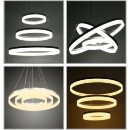 Moderne Pendelleuchte mit 3 Ringen und dimmbarem WLAN und Acrylschirm