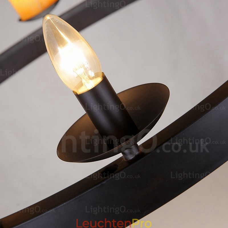 8-flammige Vintage-Retro-Pendelleuchte mit Marmorschirm