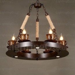 Rustikale Pendelleuchte im Landhausstil mit 9 Lichtern