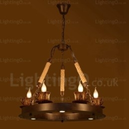 Rustikale Pendelleuchte im Landhausstil mit 9 Lichtern