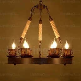 Rustikale Pendelleuchte im Landhausstil mit 9 Lichtern
