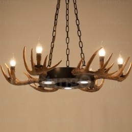 9-flammige Vintage Retro Rustikale Geweih Kronleuchter Pendelleuchte