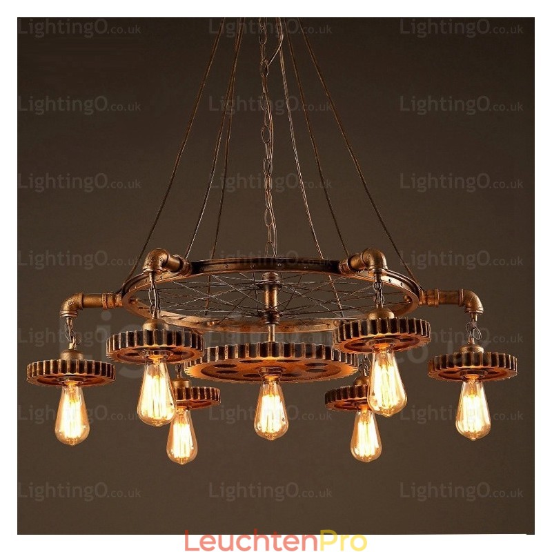 7-flammige Vintage-Retro-Pendelleuchte