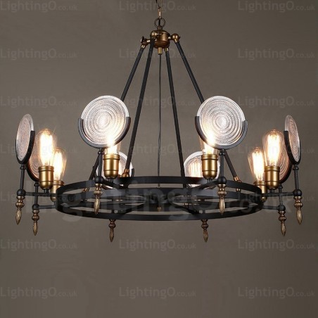 6-flammige Vintage-Retro-Pendelleuchte mit Glasschirm 6-flammige Vintage-Retro-Pendelleuchte mit Glasschirm
