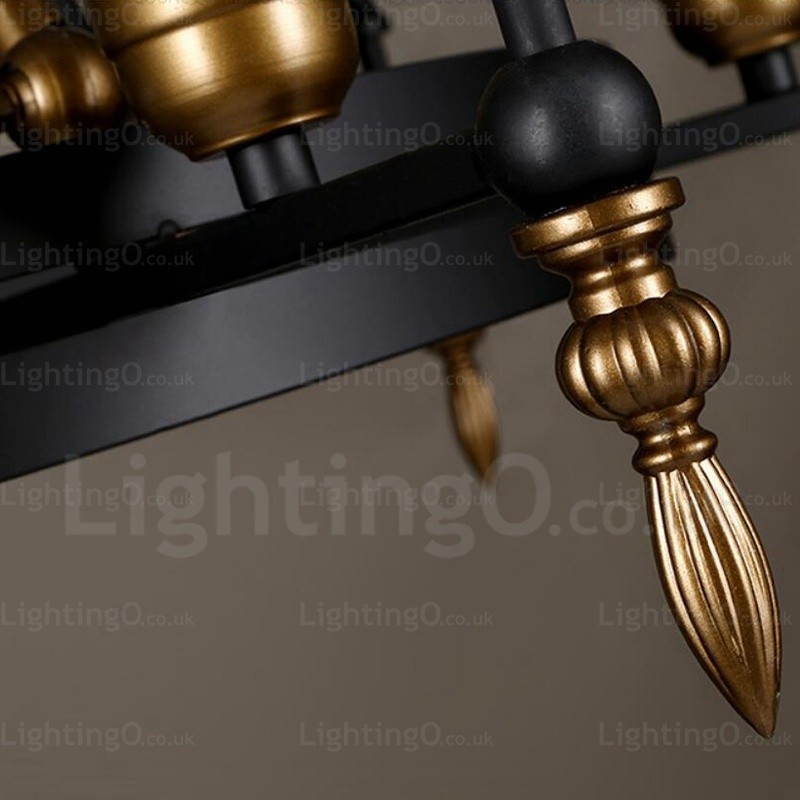 6-flammige Vintage-Retro-Pendelleuchte mit Glasschirm