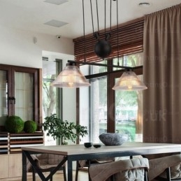 Moderne Pendelleuchte mit 2 Lichtern und Glasschirm