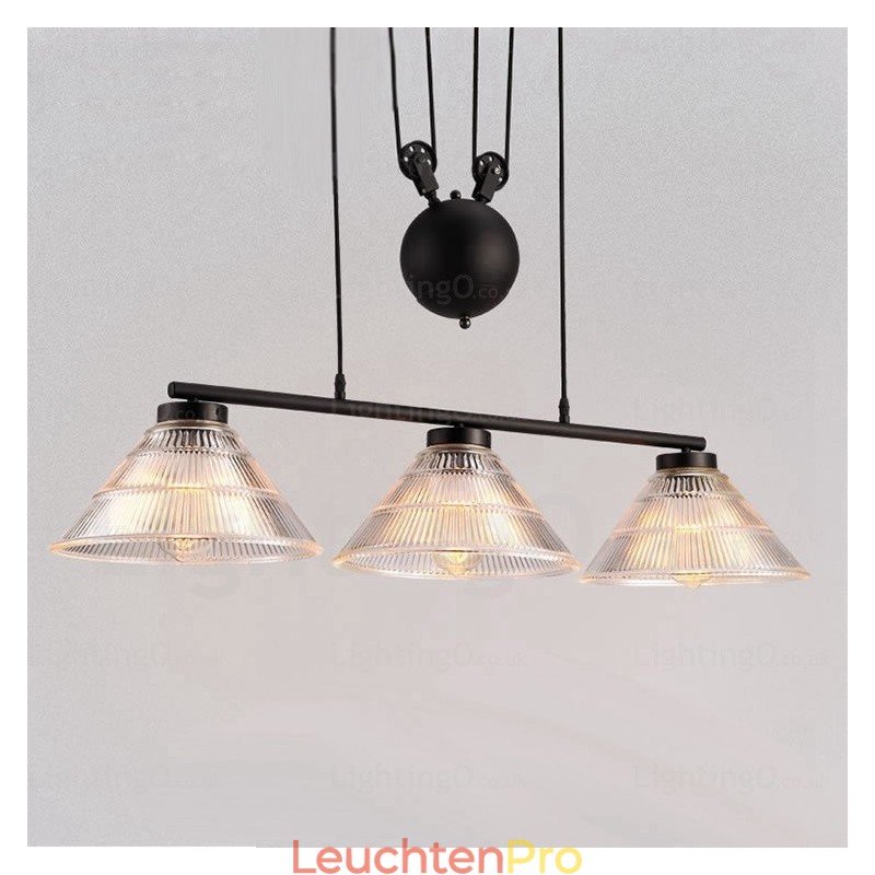 Moderne Pendelleuchte mit 2 Lichtern und Glasschirm