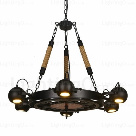 6-flammige Vintage-Retro-Pendelleuchte mit Edelstahlschirm 6-flammige Vintage-Retro-Pendelleuchte mit Edelstahlschirm