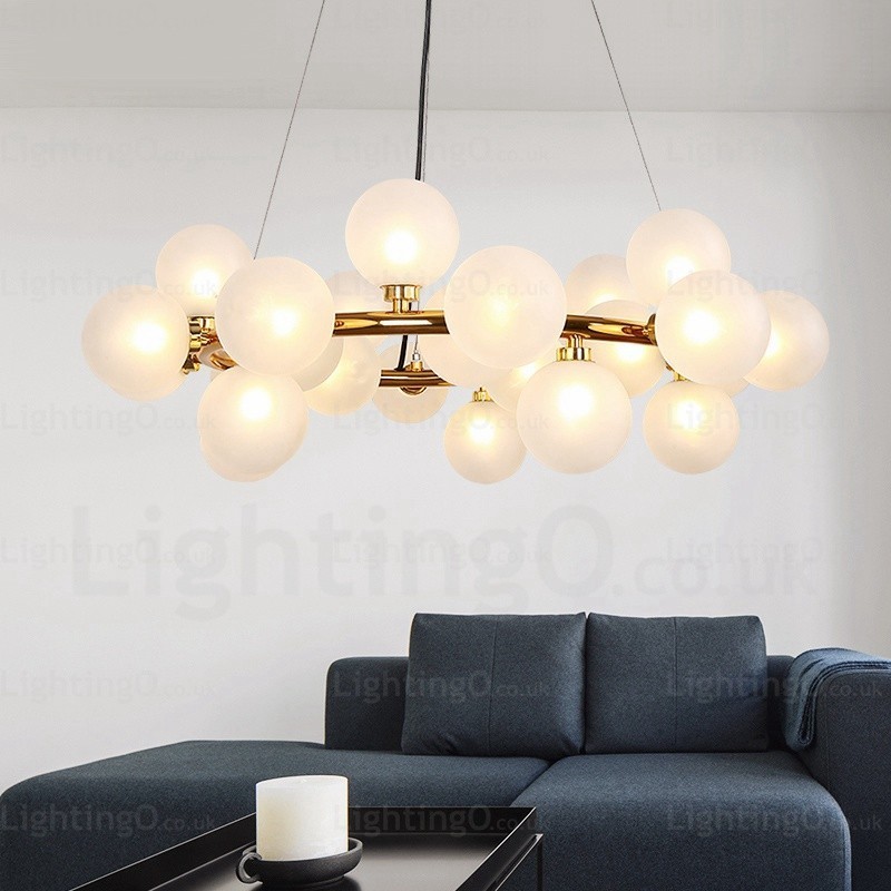 25-flammige nordische Pendelleuchte mit Glasschirm