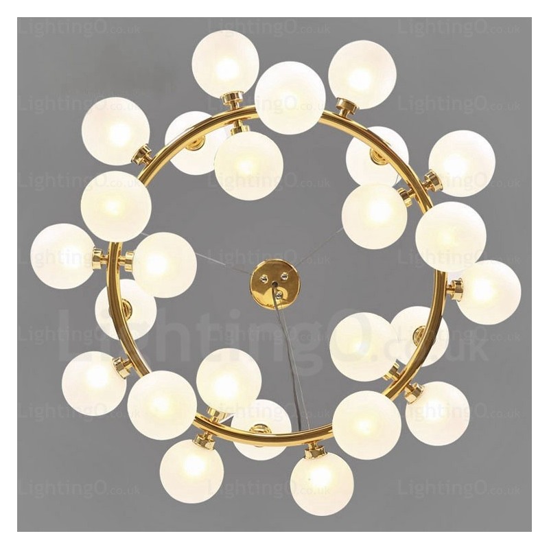 25-flammige nordische Pendelleuchte mit Glasschirm