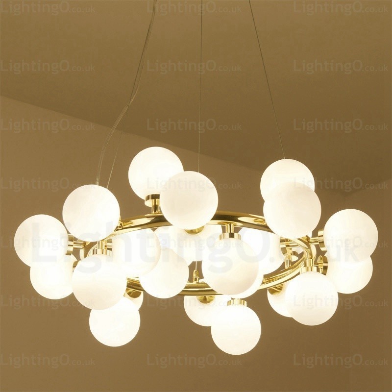 25-flammige nordische Pendelleuchte mit Glasschirm