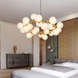 25-flammige nordische Pendelleuchte mit Glasschirm