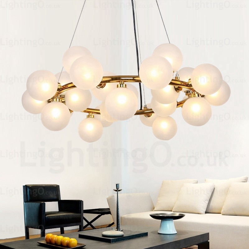 25-flammige nordische Pendelleuchte mit Glasschirm