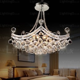 Moderne Pendelleuchte mit 5 Lichtern und Kristallschirm