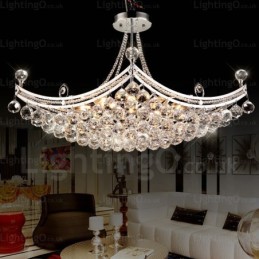 Moderne Pendelleuchte mit 5 Lichtern und Kristallschirm