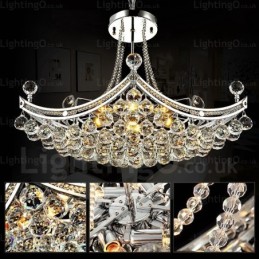 Moderne Pendelleuchte mit 5 Lichtern und Kristallschirm