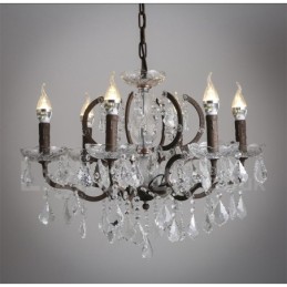 6 Licht Durchmesser 60CM Vintage Kristall Malerei Metall Kronleuchter Rostig Eisen Farbe Pendelleuchte